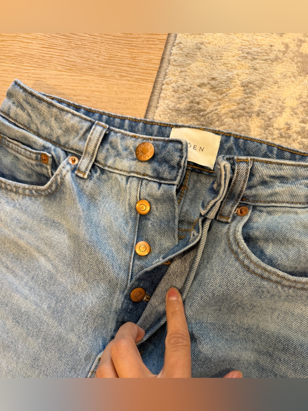 Doen Light Blue High-Rise Button-Fly Jeans